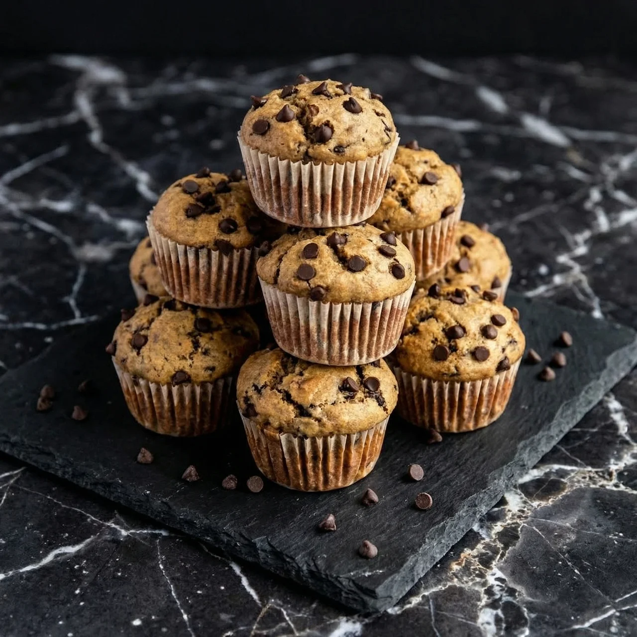 Peanut Butter Banana Muffins with Chocolate Chips